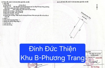 BÁN ĐẤT ĐƯỜNG 7,5M ĐINH ĐỨC THIỆN - Khu B Phương Trang)